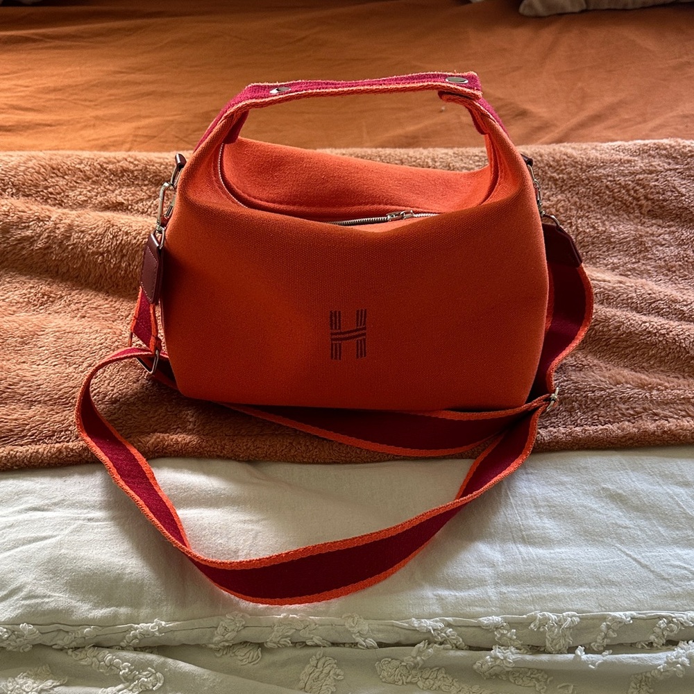 Orange Neoprene Hermes style Hobo Bag with Strap